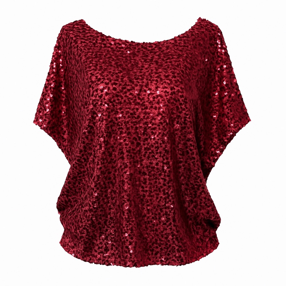 Jennifer Lopez • Sequin Front Short Sleeve Party Top • Size L